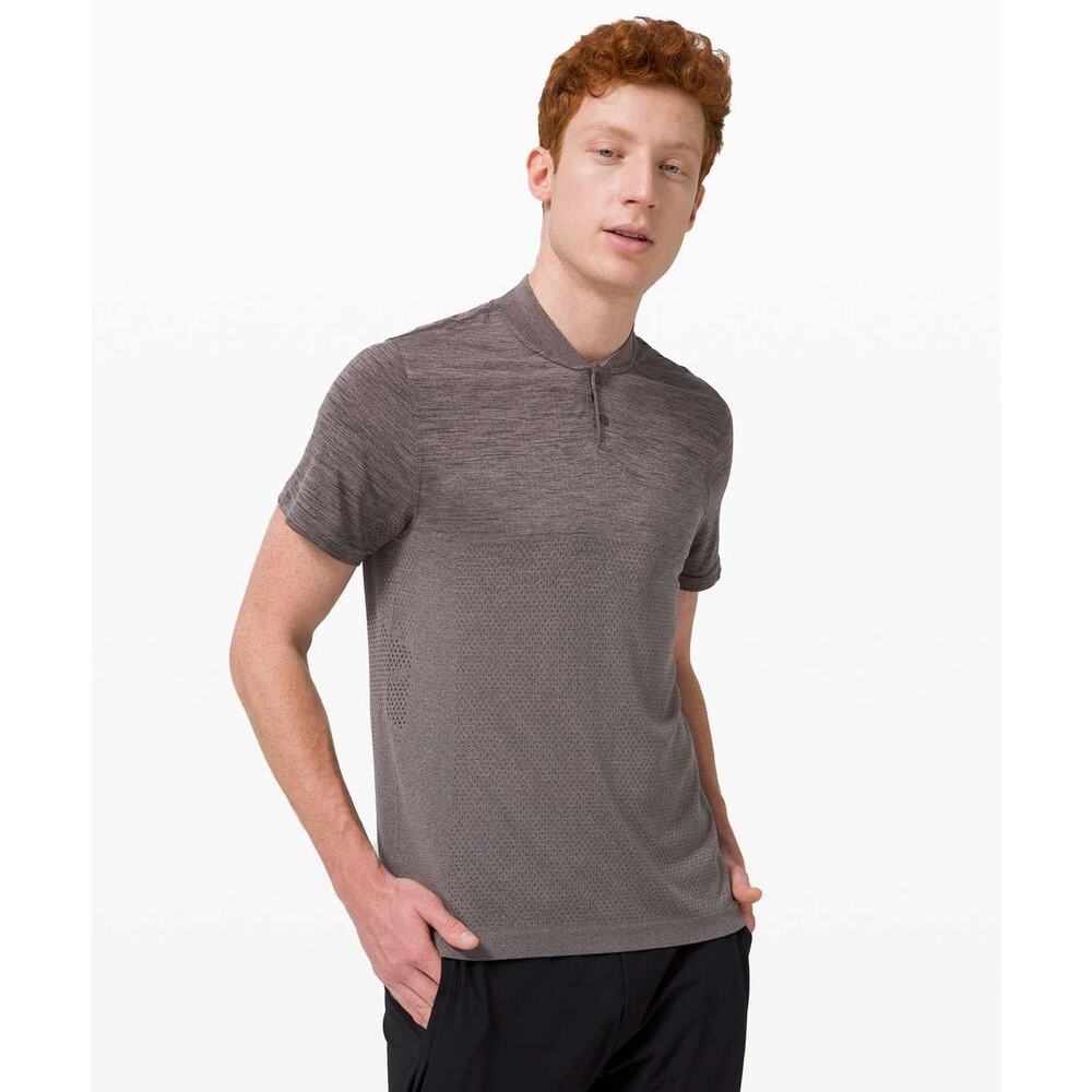 Lululemon Metal Vent Breathe Polo Shirt Mens Large Graphite Gray/Lunar Rock